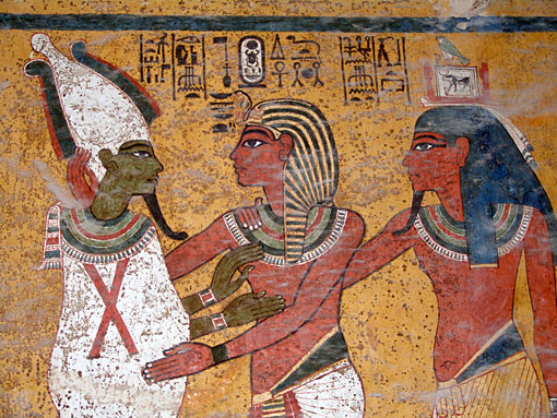 wall painting detail in Tutankhamen's tomb