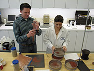 conservation scientists testing grouts