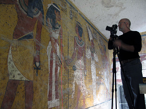 conservators at work in Tutankhamen's tomb