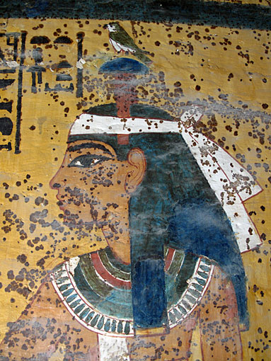 detail of damage inside Tutankhamen's tomb