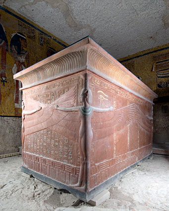 sarcophagus inside Tutankhaman's tomb