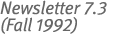 Newsletter 7.3 (Fall 1992)