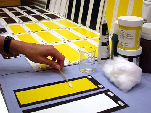 test cleaning acrylic paint sample