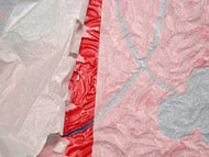 tissue paper stuck to acrylic painting