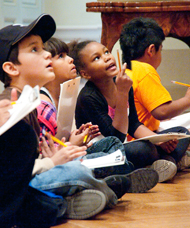 Children observe at the Getty Museum