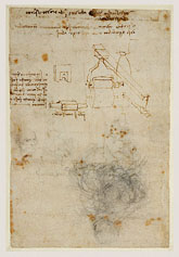 Head of an Old Man, and Studies of Machinery / Leonardo da Vinci