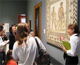 Teachers discussed an ancient Roman mosaic during last year's Villa Summer Institute.