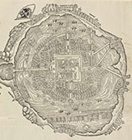 Woodcut map of Tenochtitlan (detail)
