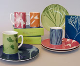 Inspired by Anna Atkins - colorful porcelain plates and mugs