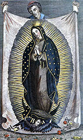 Juan Diego and the image of the Virgin of Guadalupe
