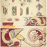 Pierre Cuypers, design sketch for walls and vaults in the Rijksmuseum.
