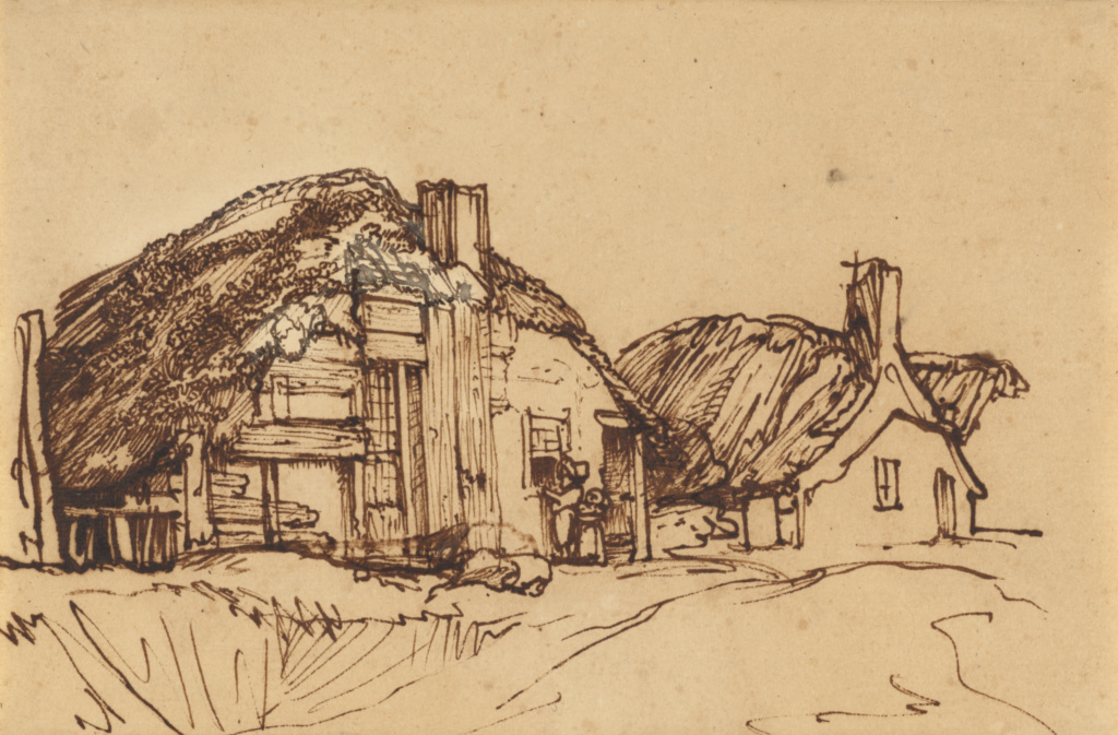 Two Thatched Cottages With Figures At A Window Getty Museum