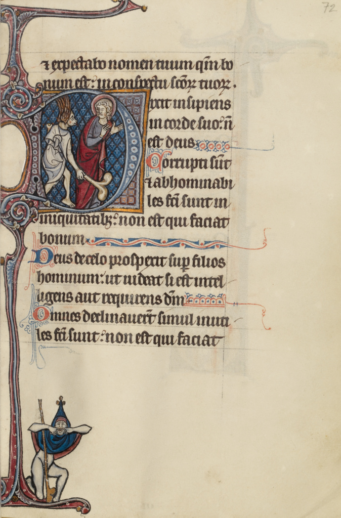 Bute Psalter; Bute Master (Franco-Flemish, active about 1260 - 1290), Workshop of the Passion Master; Northeastern (illuminated) France Paris (written) France; illumination about 1270 - 1280; written about 135 - 1375; Tempera colors, gold, and iron gall ink on parchment bound between wood boards covered with red velvet; Leaf: 17 x 11.9 cm (6 11/16 x 4 11/16 in.); Ms. 46 No description of this image is available.