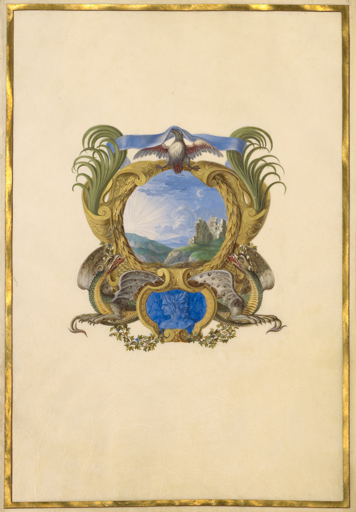 Emblem for Louis XIV (Fol. 9); Jacques Bailly (French, 1634 - 1679), and Abbé Amable de Bourzeis (French, 1606 - 1672), and Nicolas Jarry (French, about 1610/1615 - about 1666 or 1674); about 1663–1668; Gouache and gold on parchment; Leaf: 36.7 × 25.4 cm (14 7/16 × 10 in.); Ms. 11a (2) (85.MS.212); Rights Statement: No Copyright - United States Emblem for Louis XIV (Fol. 9); Jacques Bailly (French, 1634 - 1679), and Abbé Amable de Bourzeis (French, 1606 - 1672), and Nicolas Jarry (French, about 1610/1615 - about 1666 or 1674); about 1663–1668; Gouache and gold on parchment; Leaf: 36.7 × 25.4 cm (14 7/16 × 10 in.); Ms. 11a (2) (85.MS.212); Rights Statement: No Copyright - United States