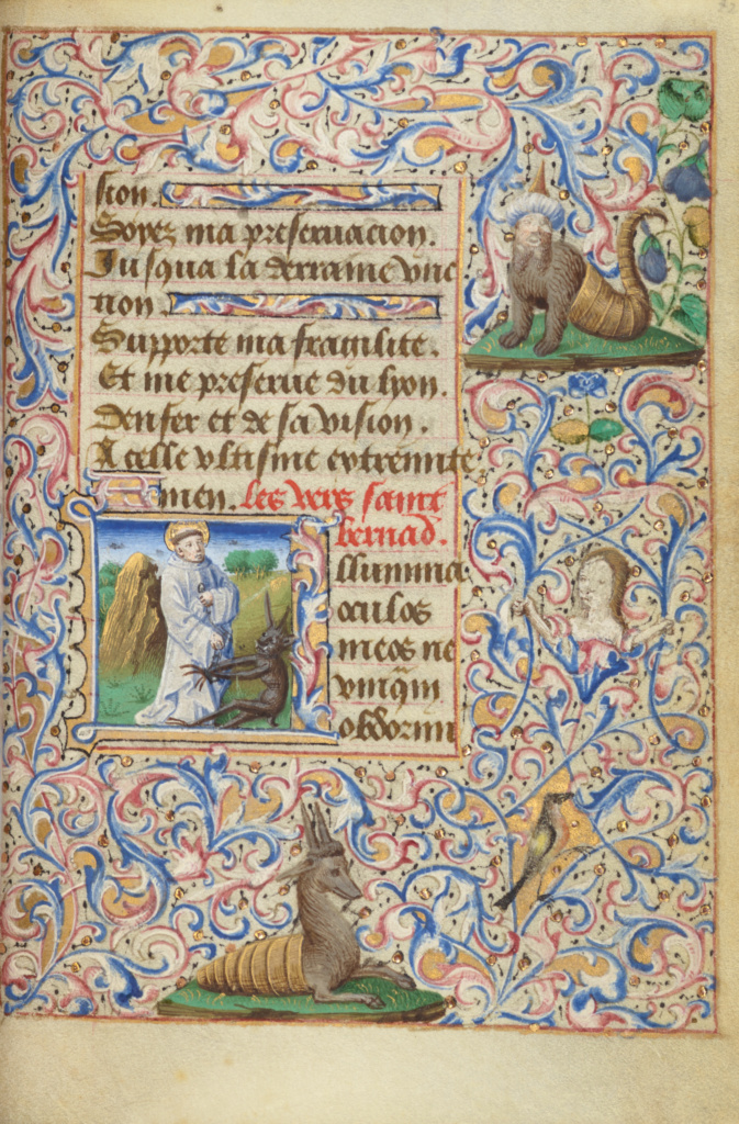 Initial I: Saint Bernard Disputing with the Devil; Unknown; Paris France Tours France; 1455; Tempera colors, gold paint, gold leaf, and ink on parchment; Leaf: 11.4 x 8.3 cm (4 1/2 x 3 1/4 in.); Ms. 7, fol. 72; Partial gift of Gerald F. Borrmann No description of this image is available.