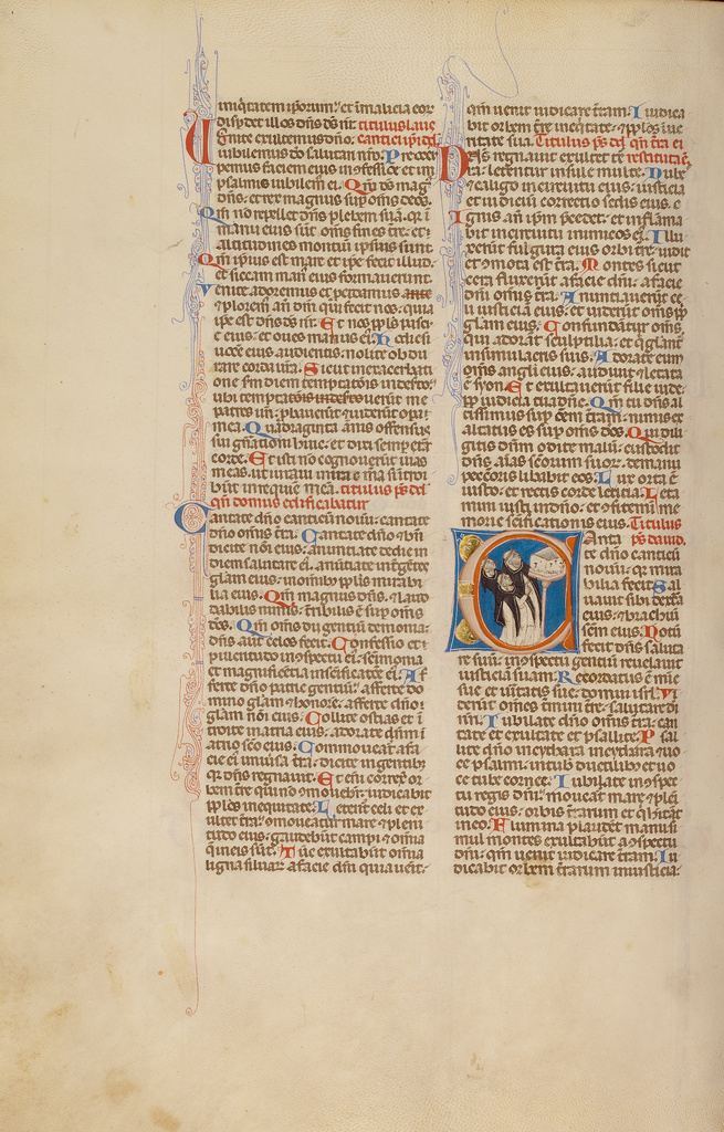 Initial C: Dominicans Singing the Psalms; Unknown; about 1280 - 1290; Tempera colors, gold leaf, and ink on parchment; Leaf: 37.5 × 24.8 cm (14 3/4 × 9 3/4 in.); Ms. Ludwig I 11 (83.MA.60), fol. 256v; Rights Statement: No Copyright - United States Initial C: Dominicans Singing the Psalms; Unknown; about 1280 - 1290; Tempera colors, gold leaf, and ink on parchment; Leaf: 37.5 × 24.8 cm (14 3/4 × 9 3/4 in.); Ms. Ludwig I 11 (83.MA.60), fol. 256v; Rights Statement: No Copyright - United States