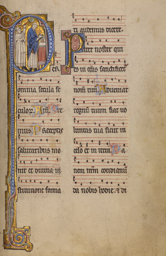 Initial P: A Priest and a Ministrant before an Altar; Unknown; begun after 1234–completed before 1262; Tempera colors and gold leaf; Leaf: 24.8 × 16.7 cm (9 3/4 × 6 9/16 in.); Ms. Ludwig V 5 (83.MG.80), fol. 109; Rights Statement: No Copyright - United States Initial P: A Priest and a Ministrant before an Altar; Unknown; begun after 1234–completed before 1262; Tempera colors and gold leaf; Leaf: 24.8 × 16.7 cm (9 3/4 × 6 9/16 in.); Ms. Ludwig V 5 (83.MG.80), fol. 109; Rights Statement: No Copyright - United States