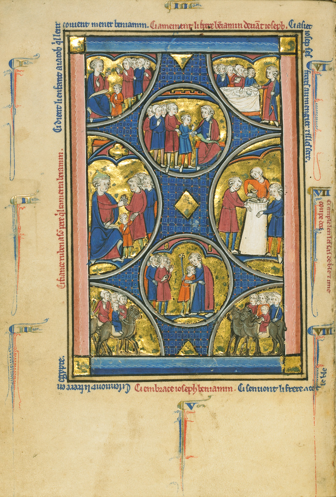Scenes from the Lives of Jacob and Joseph; Unknown; Paris, France; about 1250 - 1260; Tempera colors, gold leaf, and ink on parchment; Leaf: 19.2 x 13.3 cm (7 9/16 x 5 1/4 in.); Ms. Ludwig VIII 4, fol. 19v No description of this image is available.