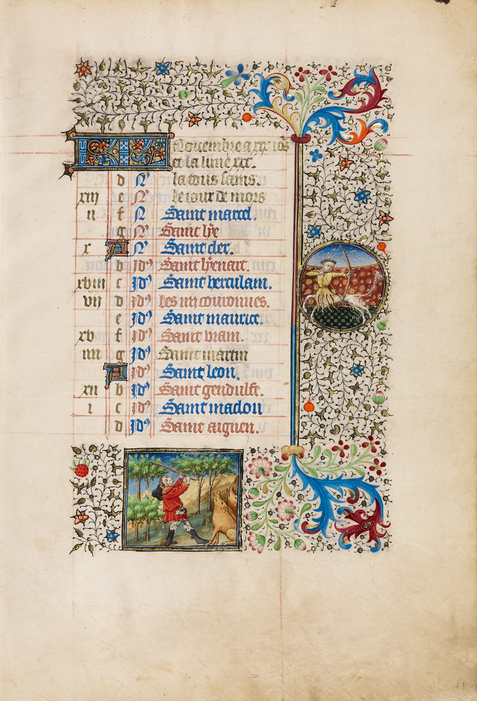 november calendar page gathering acorns for pigs sagittarius november calendar art
