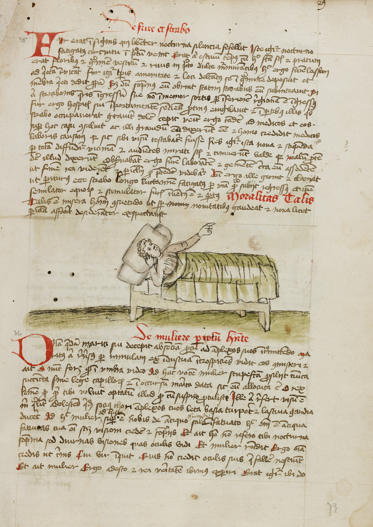 A Man in a Bed; Unknown; third quarter of 15th century; Pen and black ink and colored washes on paper; Leaf: 28.7 × 20.6 cm (11 5/16 × 8 1/8 in.); Ms. Ludwig XV 1 (83.MR.171), fol. 13; Rights Statement: No Copyright - United States A Man in a Bed; Unknown; third quarter of 15th century; Pen and black ink and colored washes on paper; Leaf: 28.7 × 20.6 cm (11 5/16 × 8 1/8 in.); Ms. Ludwig XV 1 (83.MR.171), fol. 13; Rights Statement: No Copyright - United States