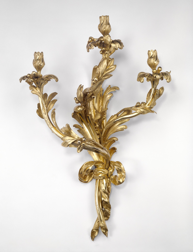 Four Wall Lights (Two pairs); François-Thomas Germain (French, 1726 - 1791), after a design by Pierre Contant d'Ivry (French, 1698 - 1777); Paris, France; 1756; Gilt bronze; 81.DF.96 No description of this image is available.