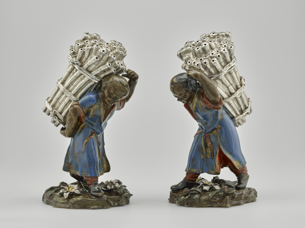 Pair of Decorative Bronzes; Surface decoration attributed to Étienne-Simon Martin (French, 1703 - 1770), and Guillaume Martin (French, 1689 - 1749); Paris, France; silver 1738 - 1750; bronze 1745 - 1749; Painted bronze and silver; 88.DH.127 No description of this image is available.