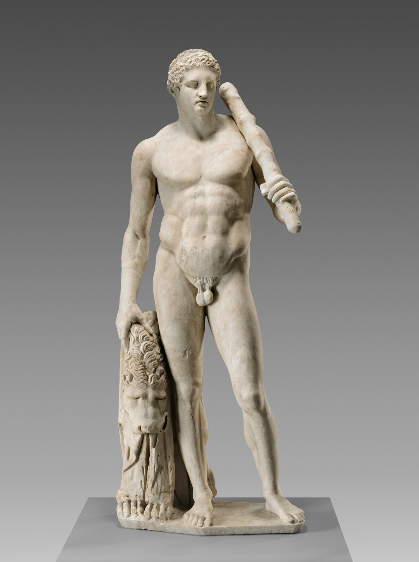 Statue of Hercules (Lansdowne Herakles); Unknown; Roman Empire; about 125; Marble; 193.5 × 77.5 × 73 cm, 385.5575 kg (76 3/16 × 30 1/2 × 28 3/4 in., 850.0001 lb.); 70.AA.109; Gift of J. Paul Getty No description of this image is available.