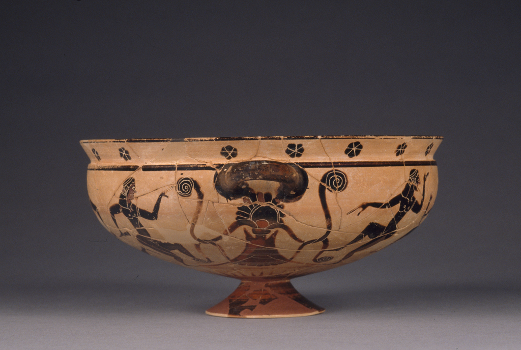 Attic BlackFigure Komast Cup (Getty Museum)