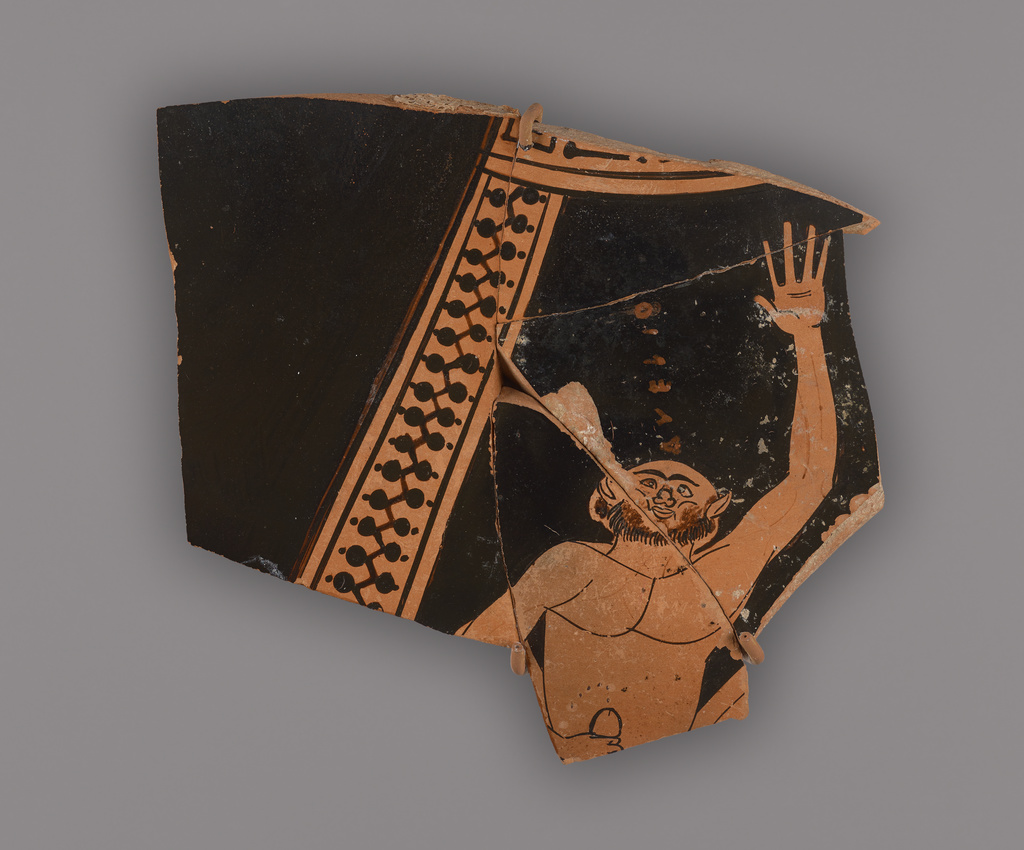 Attic Red-Figure Kalpis Fragment; Attributed to Kleophrades Painter (Greek (Attic), active 505 - 475 B.C.); Athens, Greece; 500–480 B.C.; Terracotta; 6.4 × 7 × 3 cm (2 9/16 × 2 3/4 × 1 3/16 in.); 85.AE.188 No description of this image is available.