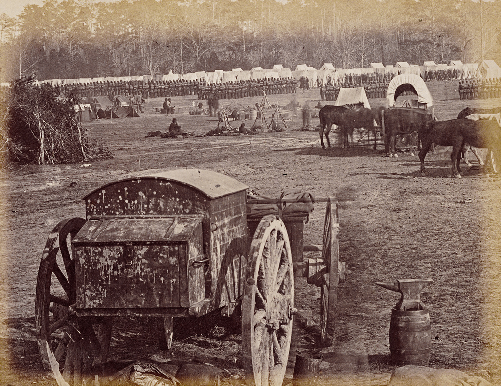 Inspection of Troops at Cumberlanding, Pamunkey, Virginia; Wood & Gibson, Alexander Gardner (American, born Scotland, 1821 - 1882); May 1862; Albumen silver print; 17.7 × 23 cm (6 15/16 × 9 1/16 in.); 84.XO.1232.1.16; Rights Statement: No Copyright - United States Inspection of Troops at Cumberlanding, Pamunkey, Virginia; Wood & Gibson, Alexander Gardner (American, born Scotland, 1821 - 1882); May 1862; Albumen silver print; 17.7 × 23 cm (6 15/16 × 9 1/16 in.); 84.XO.1232.1.16; Rights Statement: No Copyright - United States