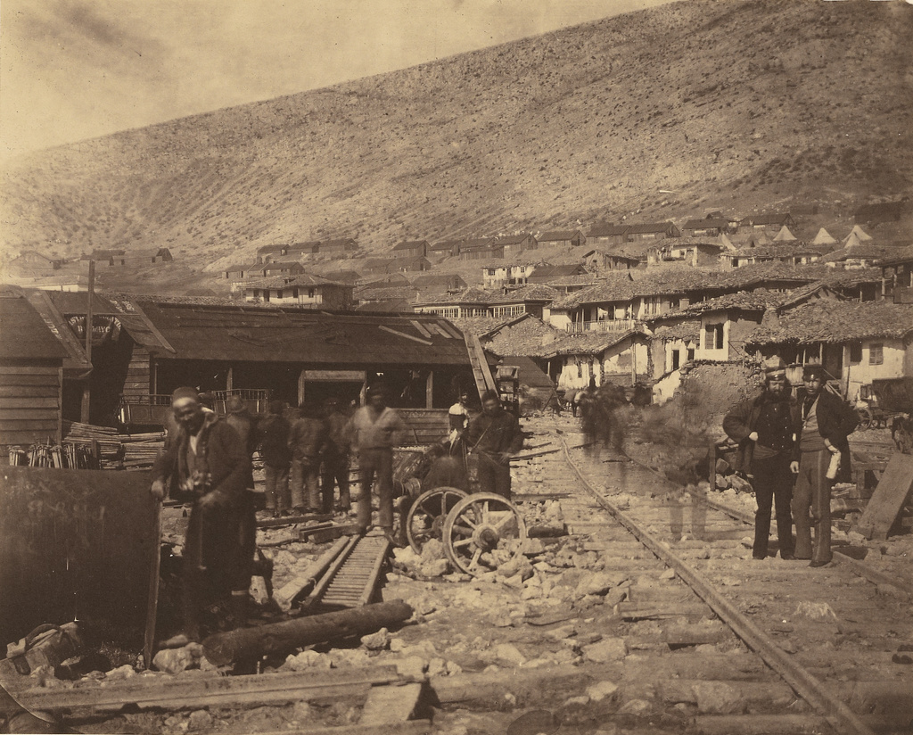 The Railway Yard, Balaklava.; Roger Fenton (English, 1819 - 1869); 1855; Salted paper print; 20.8 × 25.9 cm (8 3/16 × 10 3/16 in.); 84.XO.376.25; Rights Statement: No Copyright - United States The Railway Yard, Balaklava.; Roger Fenton (English, 1819 - 1869); 1855; Salted paper print; 20.8 × 25.9 cm (8 3/16 × 10 3/16 in.); 84.XO.376.25; Rights Statement: No Copyright - United States