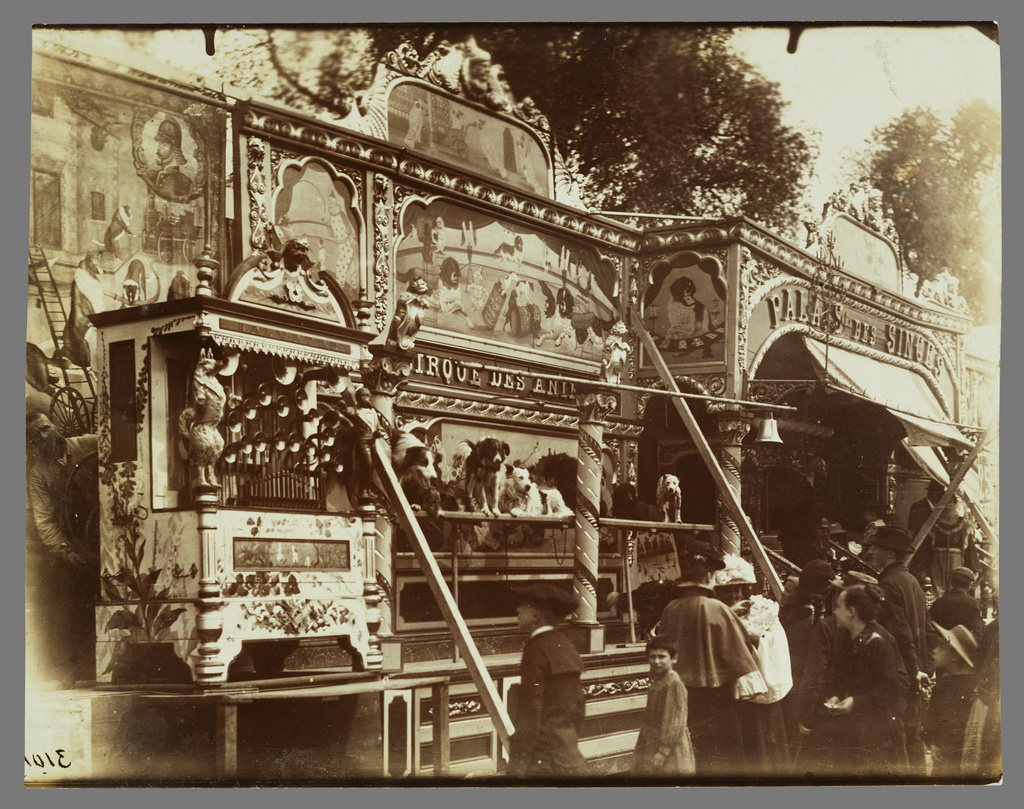 Fête des Invalides (Dog Show at a Street Fair); Eugène Atget (French, 1857 - 1927); Paris, France; negative 1898; print 1920s; Gelatin silver chloride printing-out paper print; 17.8 × 22.9 cm (7 × 9 in.); 90.XM.124.5 No description of this image is available.