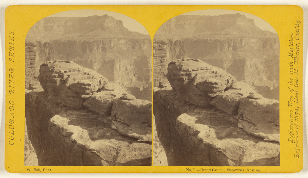 Grand Canon; Sheavwitz Crossing.; William H. Bell (American, 1830 - 1910); 1872; Albumen silver print; 84.XC.870.224 No description of this image is available.