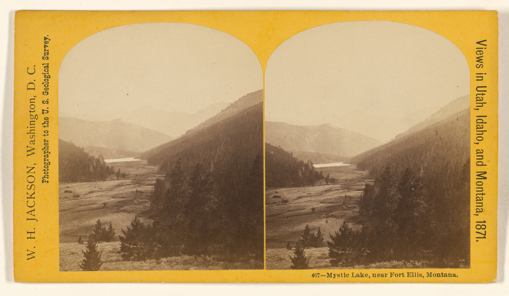 Mystic Lake, near Fort Ellis, Montana.; William Henry Jackson (American, 1843 - 1942); 1871; Albumen silver print; 84.XC.979.4896; Gift of Weston J. and Mary M. Naef No description of this image is available.