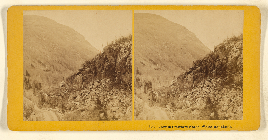 View in Crawford Notch, White Mountains.; Benjamin West Kilburn (American, 1827 - 1909); about 1869; Albumen silver print; 84.XC.979.5254; Gift of Weston J. and Mary M. Naef No description of this image is available.