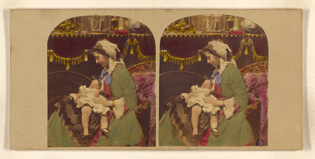 My First.; Joseph John Elliott (British, 1835 - 1903), London Stereoscopic Company (active 1854 - 1890); about 1857; Hand-colored albumen silver print; 84.XC.873.1157 No description of this image is available.
