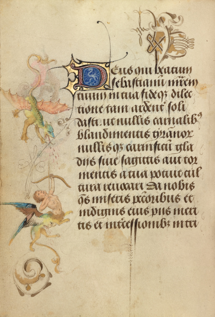 Decorated Text Page; Nicolas Spierinc (Flemish, active 1455 - 1499); Antwerp (illuminated) Belgium Ghent (written) Belgium; 1469; Tempera colors, gold leaf, gold paint, silver paint, and ink on parchment; Leaf: 12.4 x 9.2 cm (4 7/8 x 3 5/8 in.); Ms. 37, fol. 30v No description of this image is available.