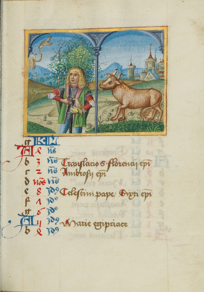april calendar page hawking taurus getty museum april calendar page