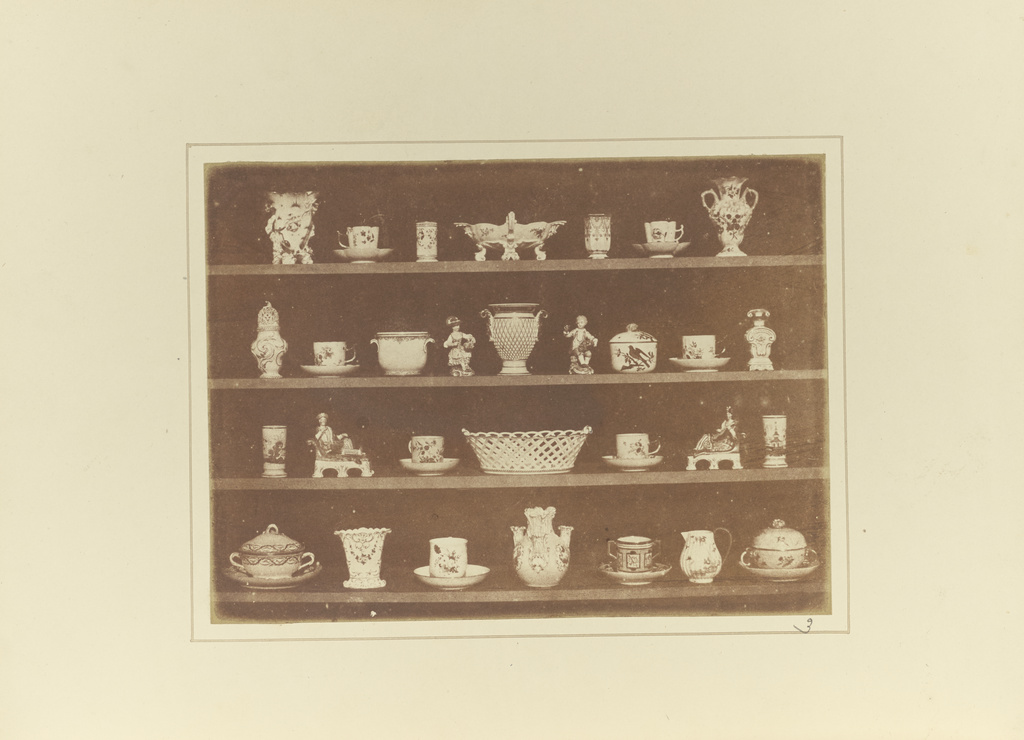 Articles of China; William Henry Fox Talbot (English, 1800 - 1877); Reading, England; 1844; Salted paper print; 13.4 × 18 cm (5 1/4 × 7 1/16 in.); 84.XO.1369.3 No description of this image is available.