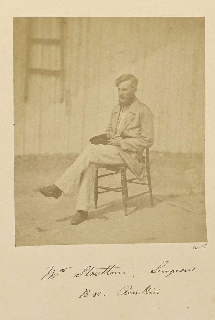 Mr. Stretton, Surgeon. B.H. Renkioi; Dr. William Robertson (Scottish, 1818 - 1882); Renkioi, Turkey, Asia; 1855–1856; Albumen silver print; 9.3 × 7.9 cm (3 11/16 × 3 1/8 in.); 84.XA.619.20 No description of this image is available.