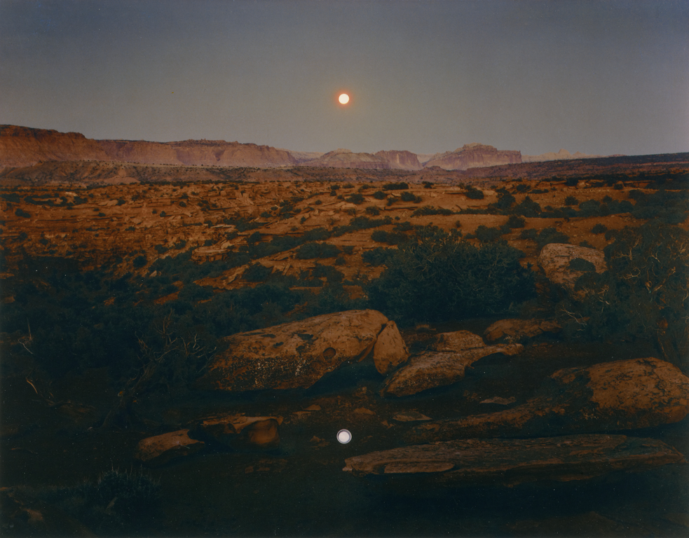 Moonrise over Pie Pan, Capitol Reef National Park, Utah; John Pfahl (American, born 1939); United States; 1977; Dye imbibition print; 20 x 25.6 cm (7 7/8 x 10 1/16 in.); 2010.19.38; Copyright: © John Pfahl No description of this image is available.