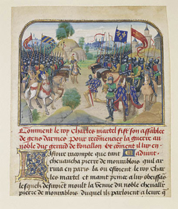 The Armies of France and Burgundy with Martel in Prayer / Liédet and Fruit