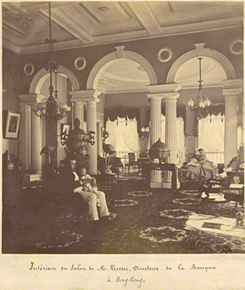 Interior of the Salon of Mr. Kresser, Director of the Bank of Hong Kong / John Thomson