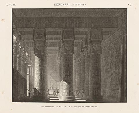 Etching and Engraving of Temple of Hathor at Dendera [Tentyris], Interior View