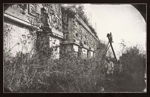 Dixon / Augustus Le Plongeon Photographing the Governor's Palace at Uxmal, Mexico