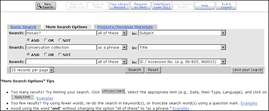 How to search the Conservation Collection