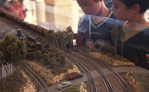 Model railroad depicting 1940s California