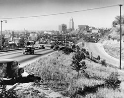 View of Downtown Los Angeles from the Pasadena Freeway / Shulman