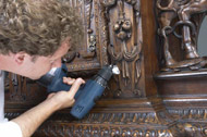 Drilling a sample from the walnut