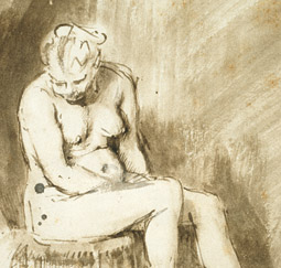 Seated Female Nude (detail) / Rembrandt